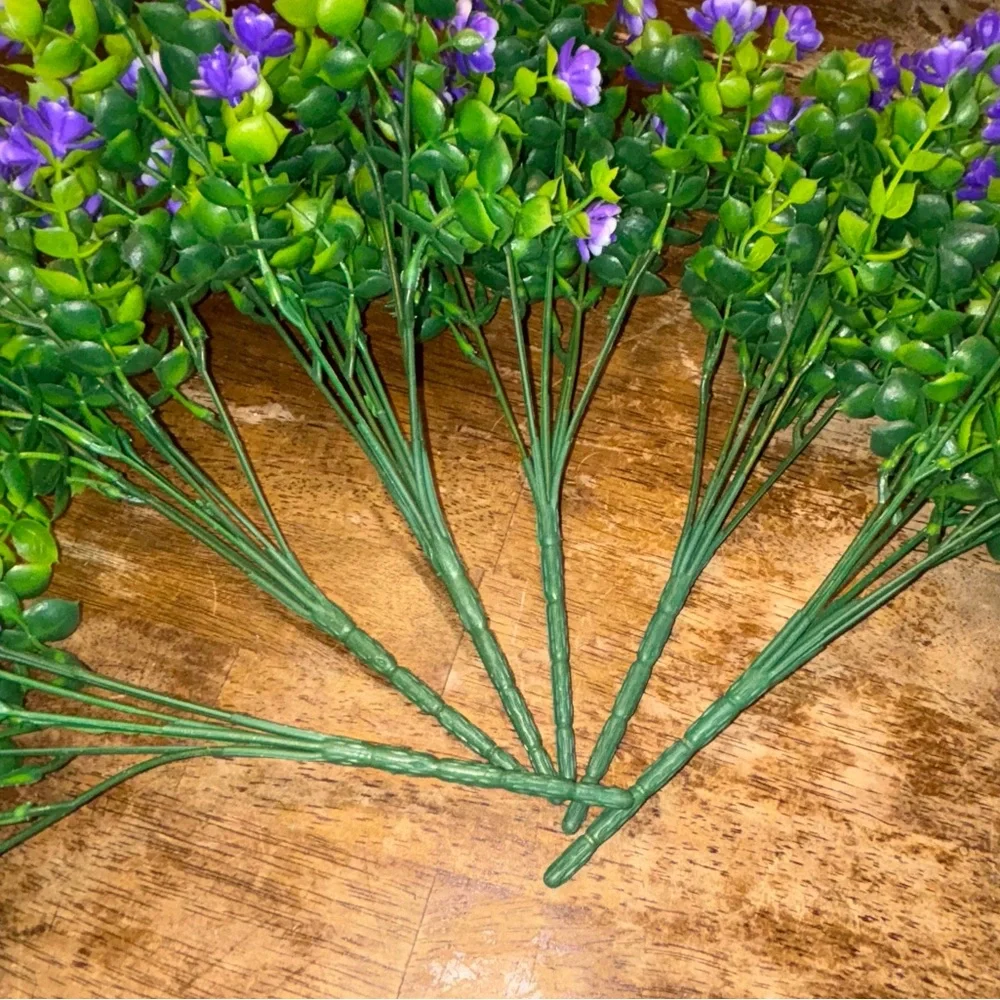 6 pcs Purple Artificial Flowers Outdoor Plastic Faux Flowers NWOT